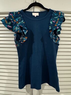 Sleeveless Ruffle Tank Top in Teal